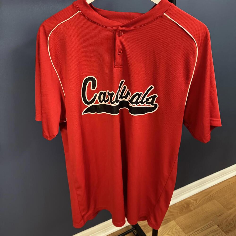 St. Louis Cardinals, Red Henley Style Jersey, Mens Large
